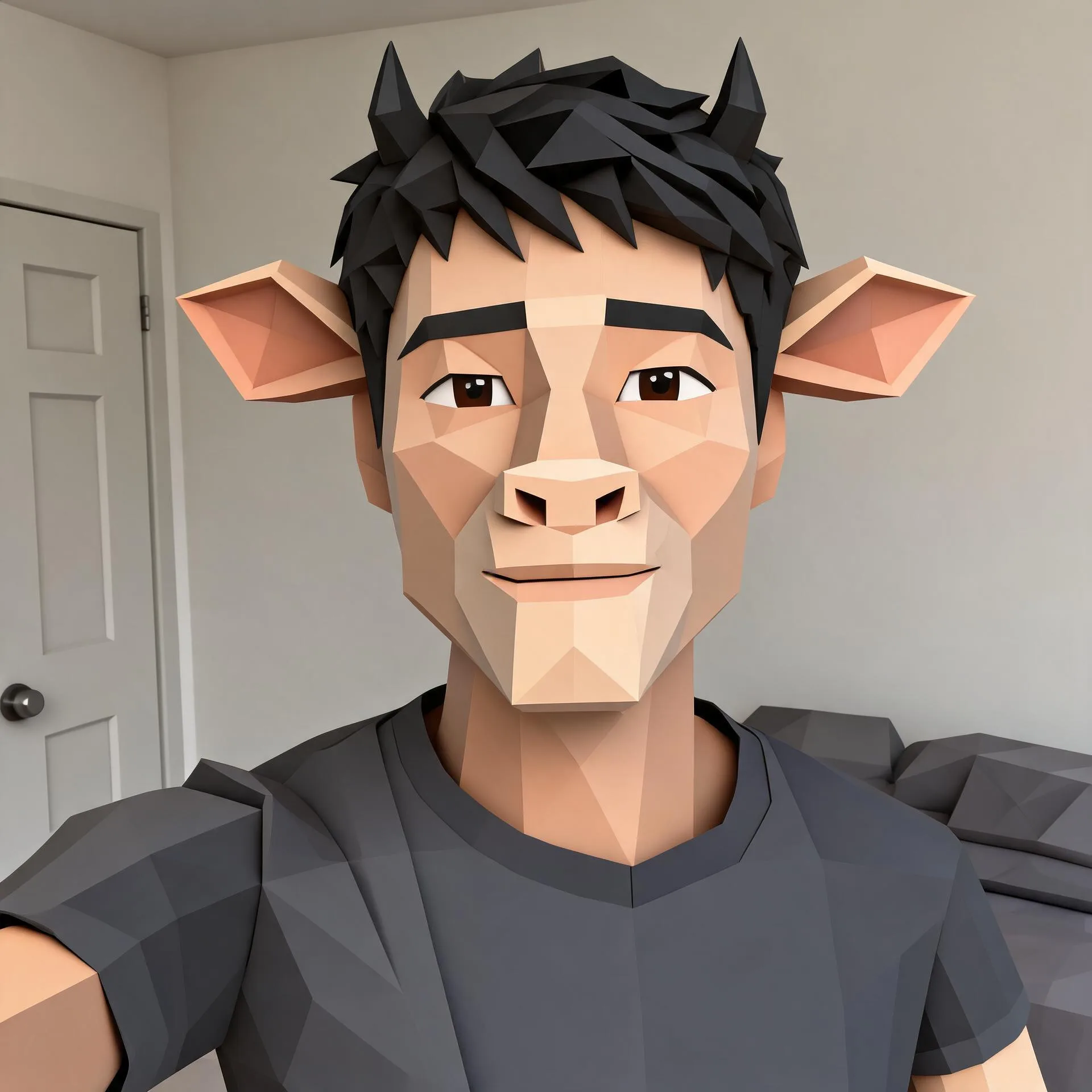 Selfie transformed into a Niu Lai-inspired character